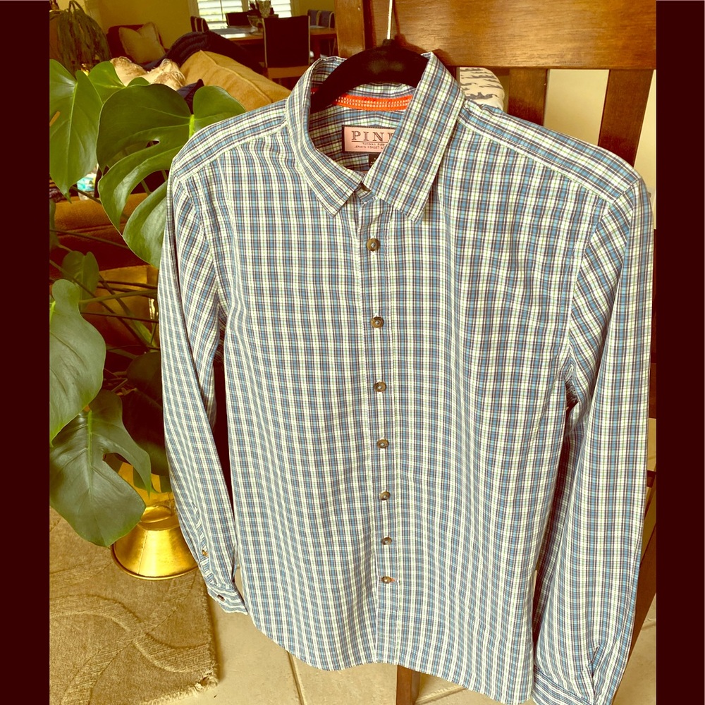 Thomas Pink Blue/Green/White Casual Shirt Small